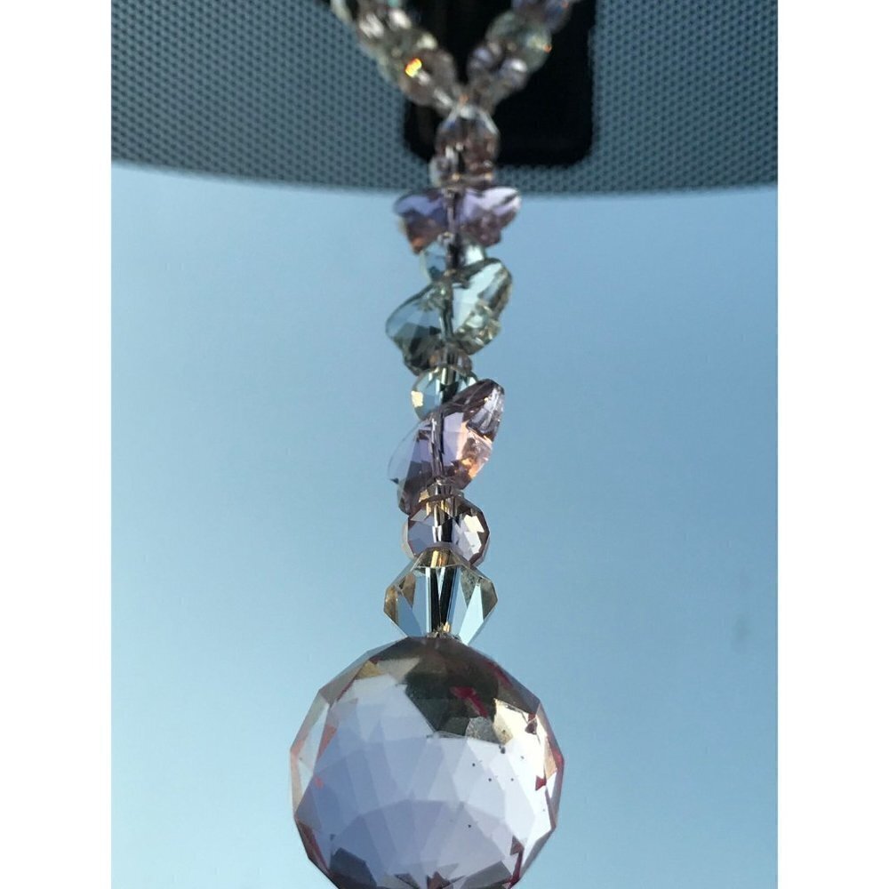 Beaded Suncatcher Car Charm Rearview Mirror Ornament Butterfly PinkCrystal Prism - Picture 3 of 10